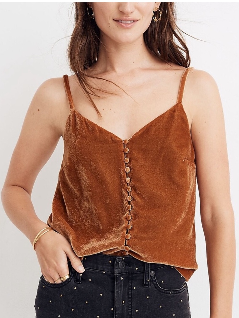 Like New Madewell Velvet Button Down Cami